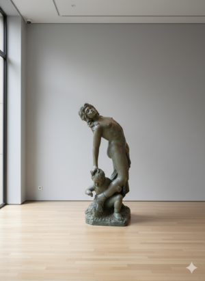 Sculptuur Figuur Vrouw met kind decoratie Brons 1.08 m