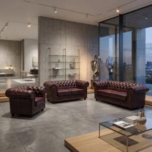 Chesterfield Bankstel Donkerrood 3-2-1