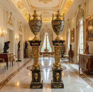 Zuilen met Vazen Marmer Zwart 1.81 m