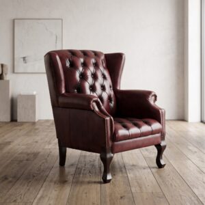 Chesterfield Fauteuil Leder Rood-Bruin