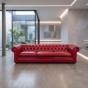 Chesterfield Bank Leder Rood 2,80 m