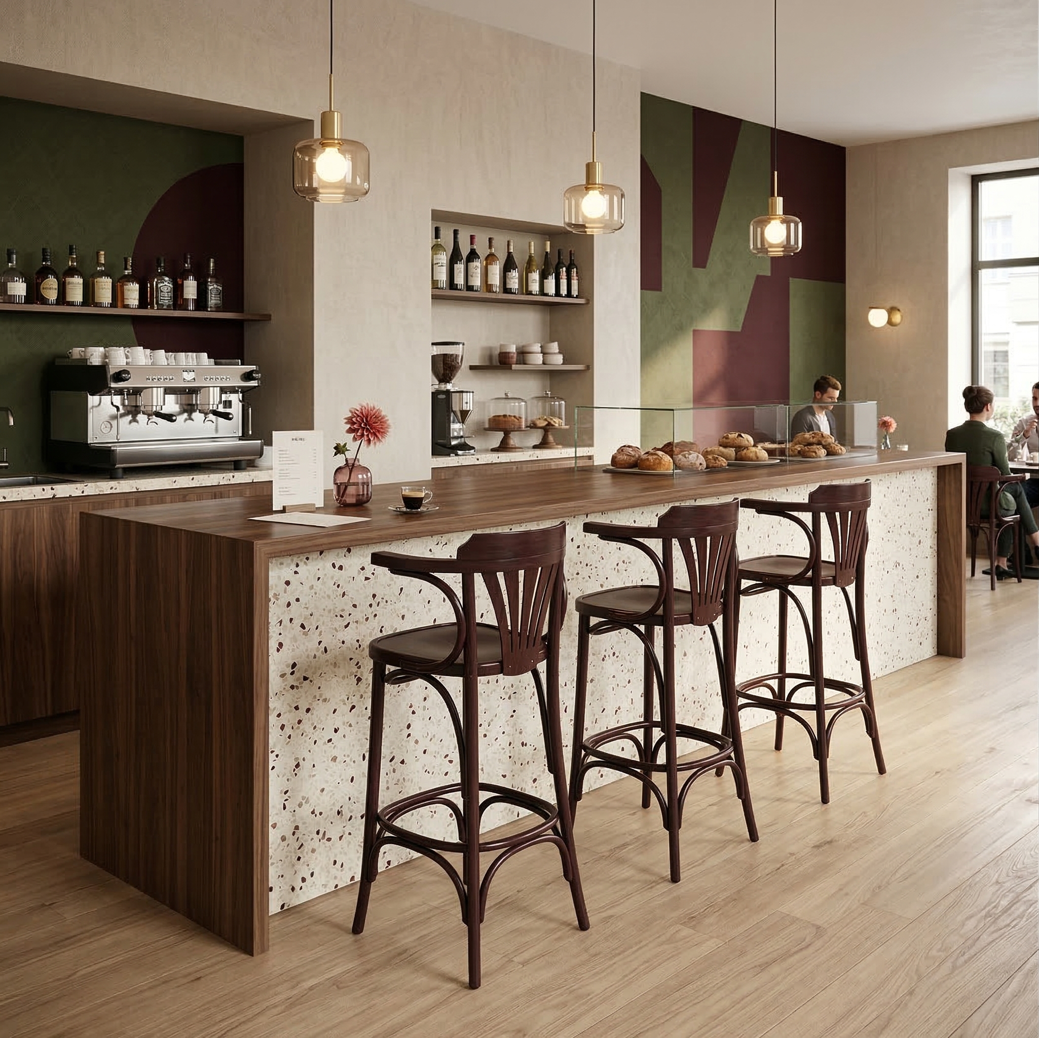 Barkruk met rugleuning Mahonie - Afbeelding 2