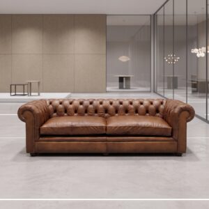Chesterfield Bank Leder Bruin 2.40 m
