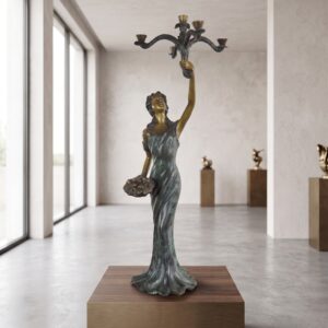 Kaarsenstandaard Vrouw Brons 1,06 m