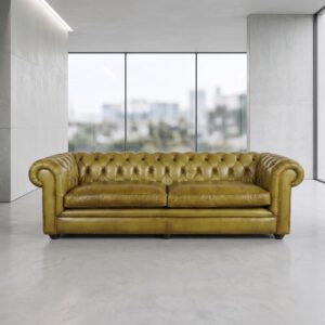 Chesterfield bank Leder 2,40 m Olijf