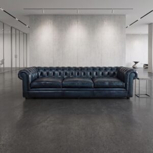 Chesterfield Bank Leder Blauw 2,80 m