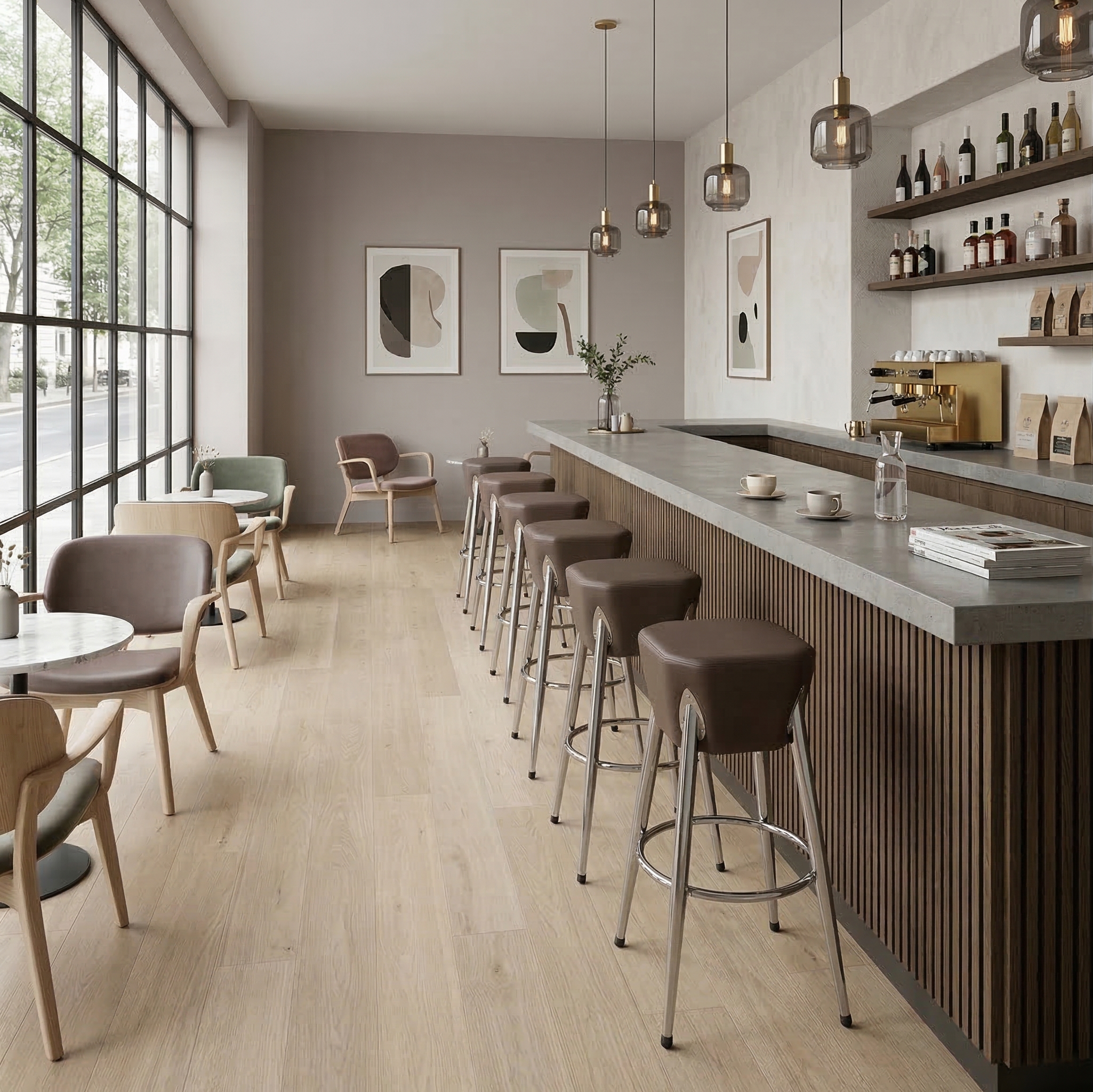 Barkruk Bruin PU-Leder - Afbeelding 2