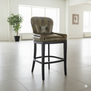 Chesterfield Barkruk Leder - Olijf-Groen