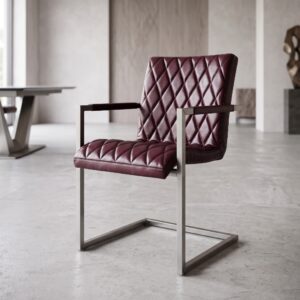 Stoel Industrial Design Leder Bordeauxrood