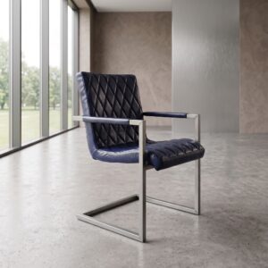 Eetkamerstoel Industrial Design Leder Blauw