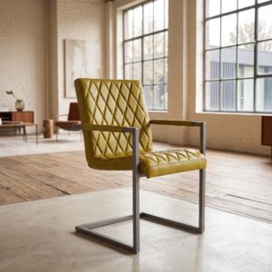 Stoel Industrial Design Leder Geel