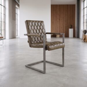 Stoel Industrial Design Leder Olijf