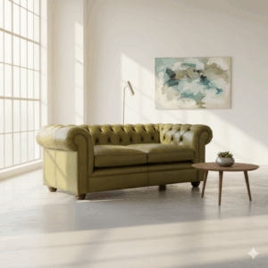 Chesterfield Sofa Bank Leder Lime 1,90 m