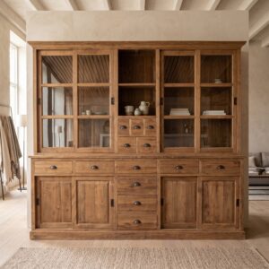 Vitrine Boekenkast Teak 2,50 m