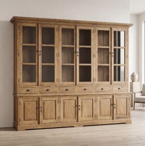 Vitrine Boekenkast Teak 2,61 m