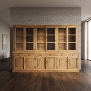 Vitrine Boekenkast Teakhout 3,10 m