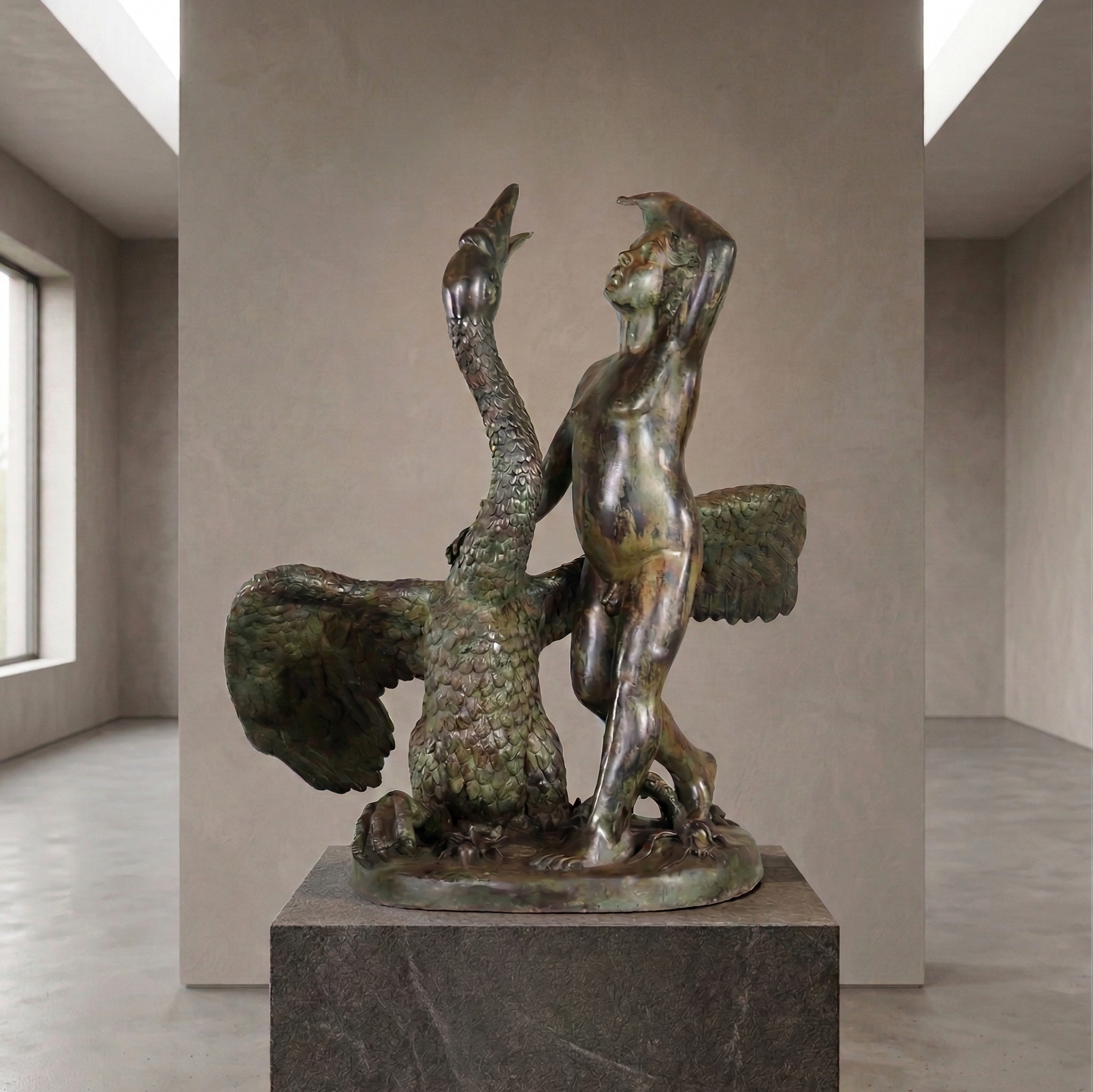 Fontein Jongen met Zwaan Brons 0,94 m - Afbeelding 2