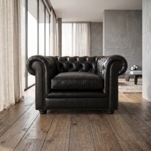 Chesterfield Fauteuil Leder Zwart