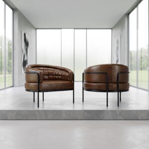 Fauteuil Loungeclub Leder 0,86 m Bruin