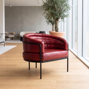 Fauteuil Loungeclub Leder 0,86 m Rood