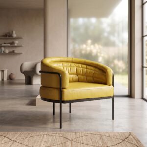 Fauteuil Loungeclub Leder 0,86 m Geel