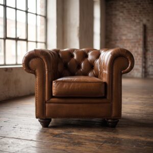 Chesterfield Stoel Fauteuil Leder Cognac