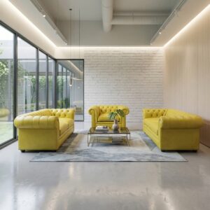 Chesterfield Bankstel Leder Geel