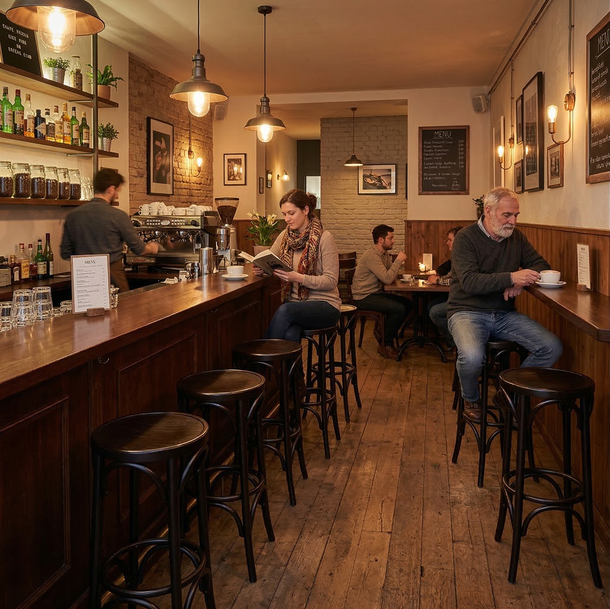 Barkruk Massief Hout Bruin - Afbeelding 2