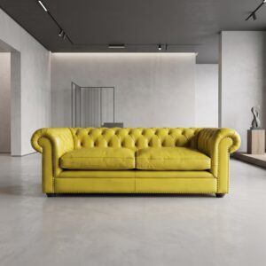 Chesterfield Bank Leder Geel 2.10 m