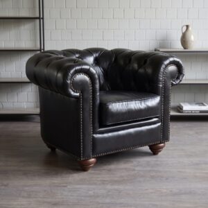 Chesterfield Stoel Fauteuil Leder Zwart