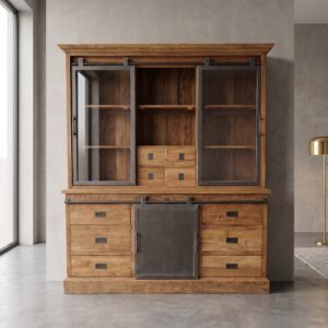 Vitrine Boekenkast Teak 1,92 m