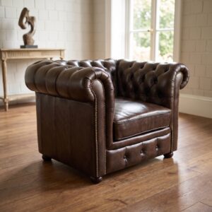 Chesterfield Fauteuil Leder Bruin