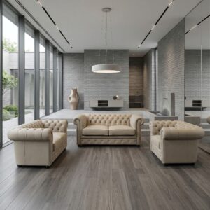 Chesterfield Bankstel PU-Leder Zand