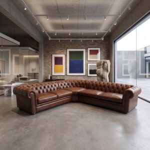 Chesterfield Bank Hoekbank Rood-Bruin 2,90 m x 2,80 m