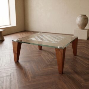 Speeltafel Schaaktafel Glas Kersenhout 1,00 m x 1,00 m