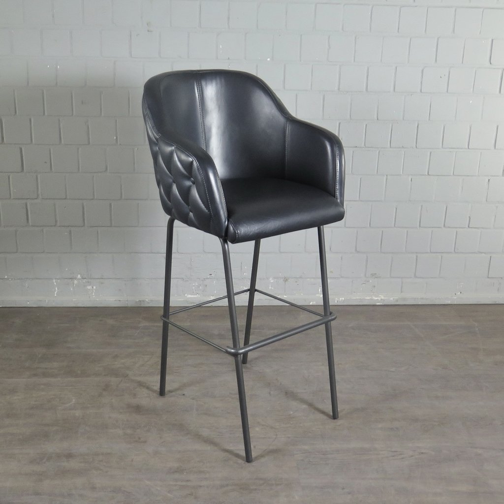 Barkruk Antraciet Leder - Afbeelding 4