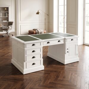 Bureau Notarisbureau Dubbelzijdig Teak Wit 1,80 m