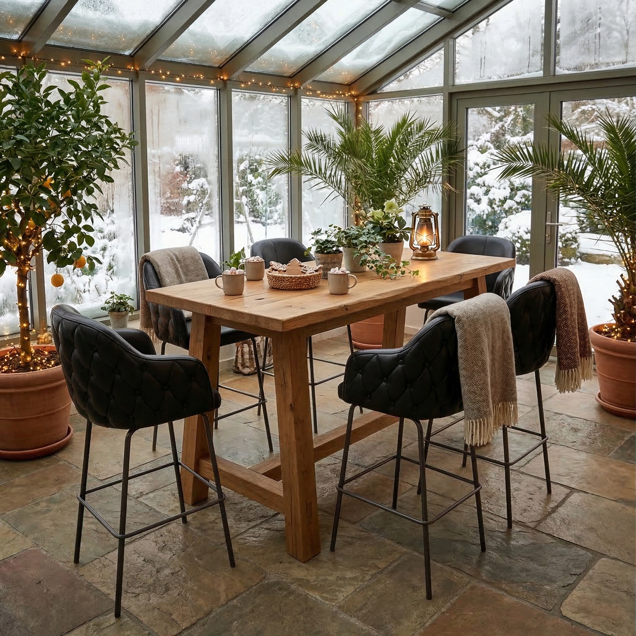 Barkruk Antraciet Leder - Afbeelding 2