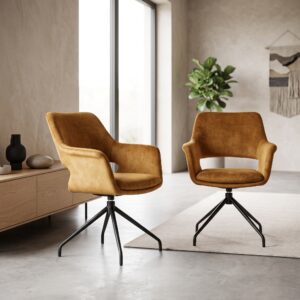 Retro Design Stoel Eetkamerstoel Mosterdgeel