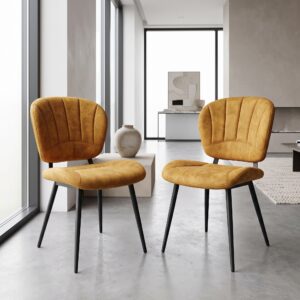 Retro Design Stoel Eetkamerstoel Mosterdgeel Setprijs