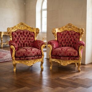 Barok Fauteuil Koningszetel Rood-Goud Setprijs