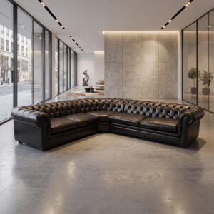 Chesterfield Couch Ecksofa Eckcouch Schwarz 2,75 m x 2,90 m