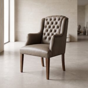 Chesterfield Eetkamerstoel Leder Taupe