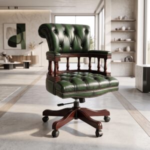 Chesterfield Bureaustoel Leder Groen
