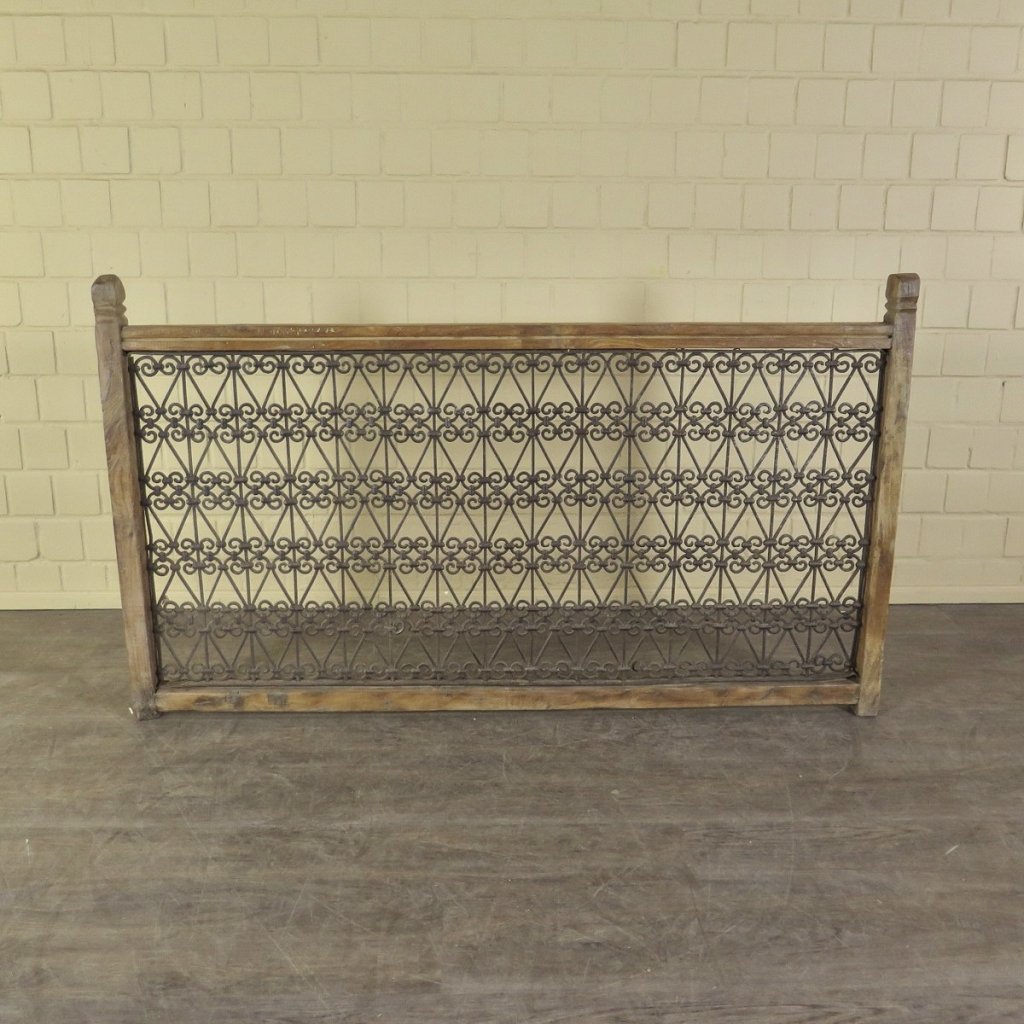 Balustrade 1,68 m Antiek 1900 Teakhout Smeedijzer - Afbeelding 3