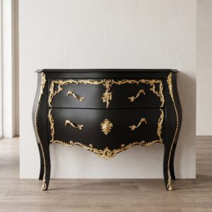 Commode Barokstijl Zwart 1,18 m