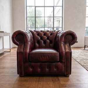 Chesterfield Fauteuil Leder Rood-Bruin