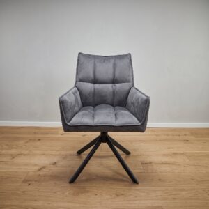 Retro Design Eetkamerstoel Grijs PU-Leder