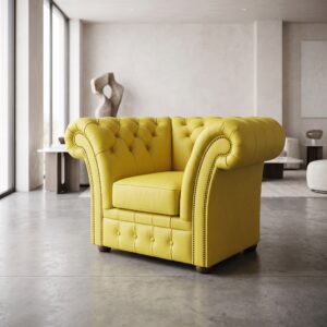 Chesterfield Fauteuil Leder Geel