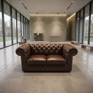 Chesterfield Bank Leder Donkerbruin 1,67 m